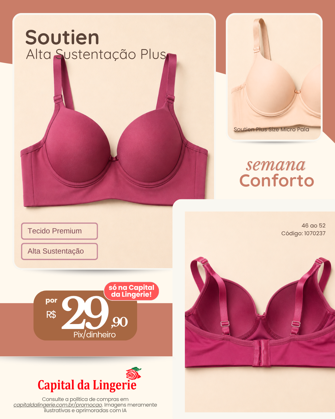 Soutien Alta Sustentação Plus por R$ 29,90 na Semana do Conforto