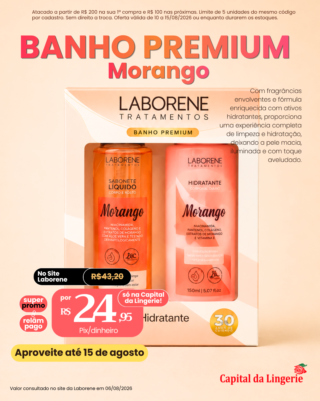Kit Banho Premium Morango Laborene por R$ 24,95
