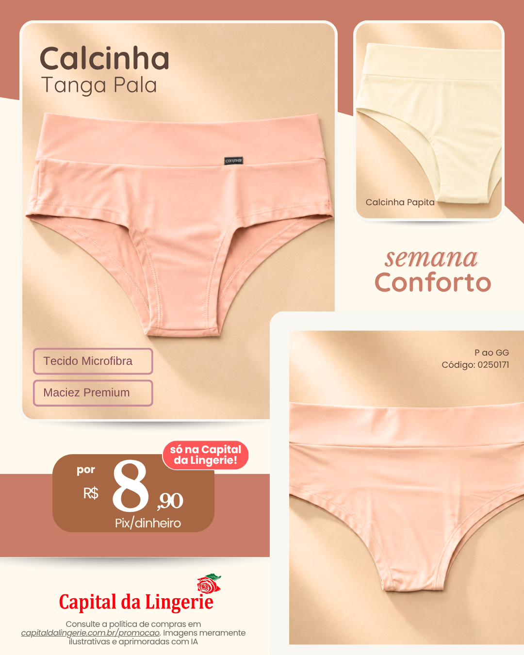 Calcinha Tanga Pala por R$ 8,90 na Semana do Conforto